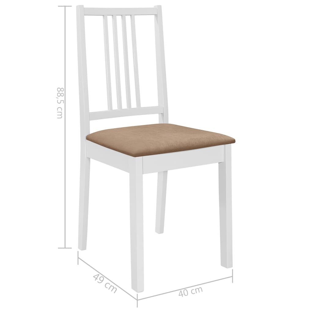 Chaises à manger avec coussins lot de 4 blanc bois solide Chaises de cuisine vidaXL   