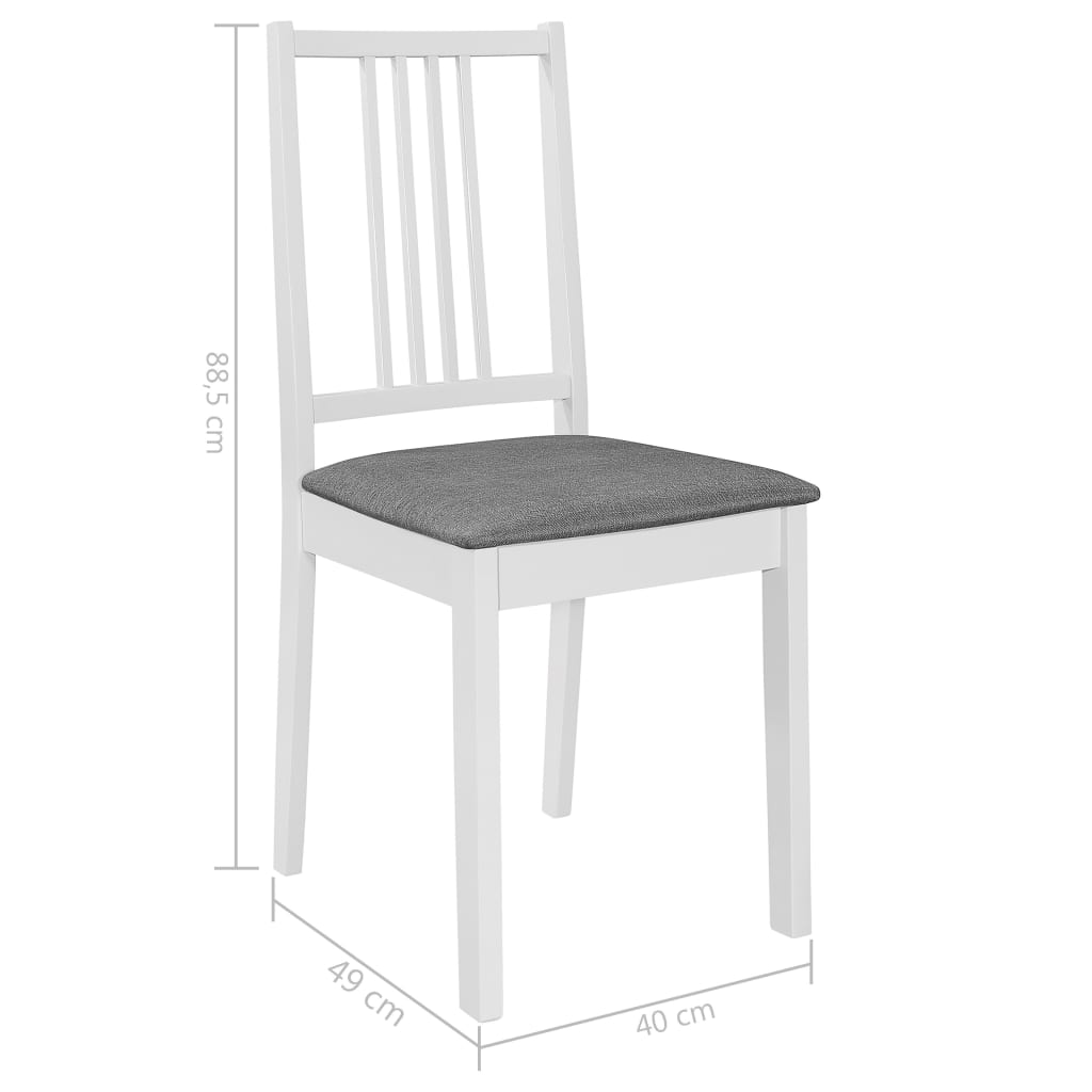 Chaises à manger avec coussins lot de 4 blanc bois solide Chaises de cuisine vidaXL   