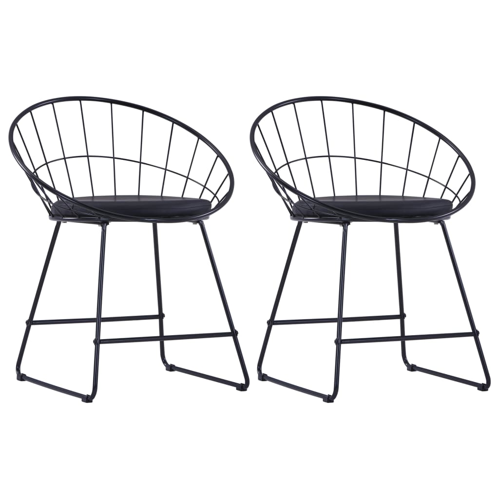 Chaises à manger Siège en similicuir lot de 2 noir acier Chaises de cuisine vidaXL   