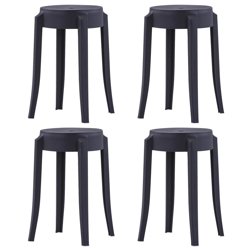 Tabourets empilables lot de 4 noir plastique Tabourets de bar vidaXL   