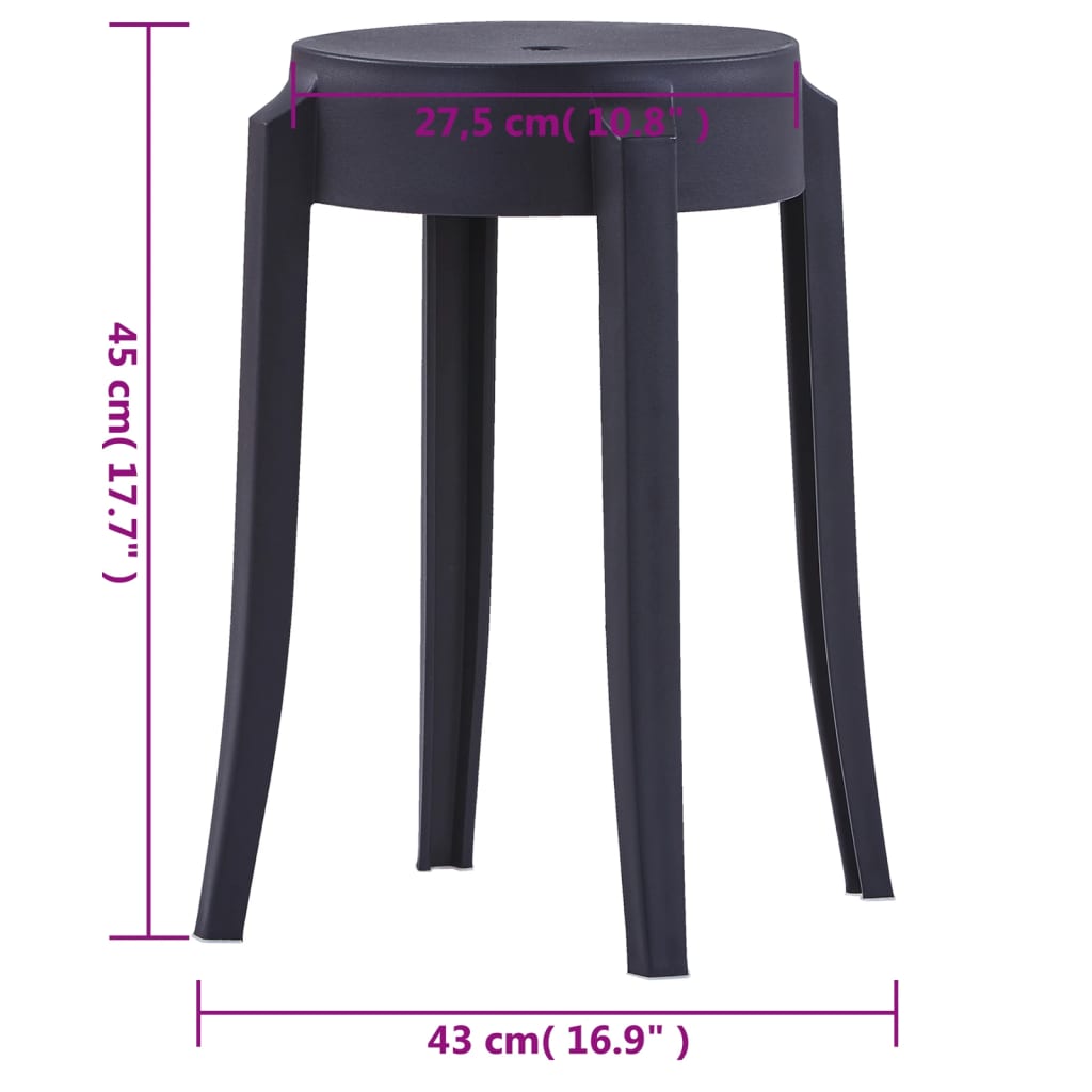 Tabourets empilables lot de 4 noir plastique Tabourets de bar vidaXL   