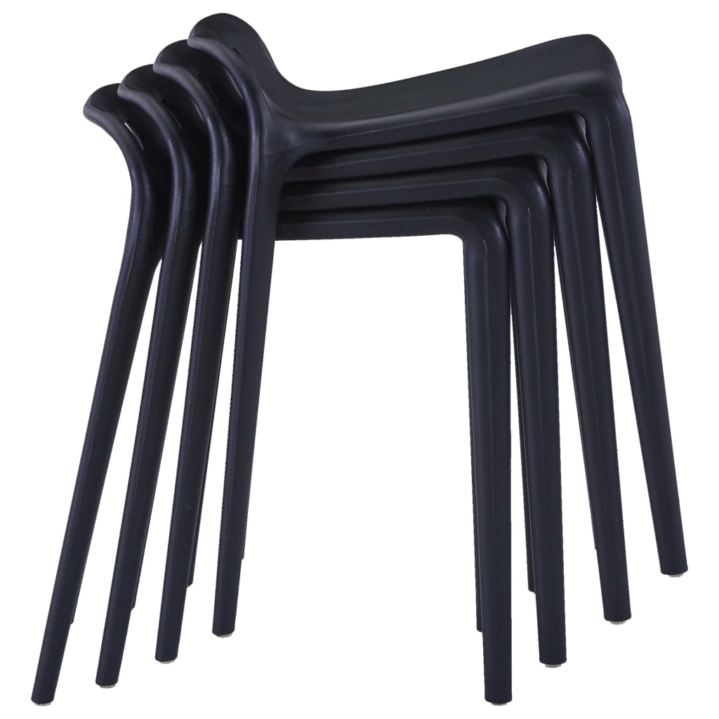 Tabourets empilables lot de 4 noir plastique Tabourets de bar vidaXL   