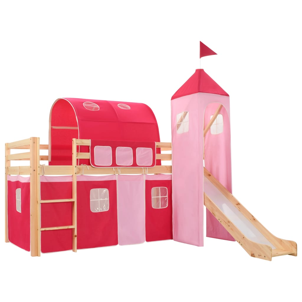 Lit mezzanine d'enfants avec toboggan et échelle Pin 208x230 cm Lits bébés et enfants vidaXL