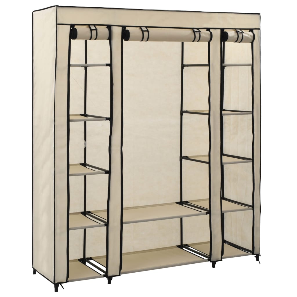 Armoire avec compartiments et tiges Crème 150x45x176 cm Tissu Armoires vidaXL