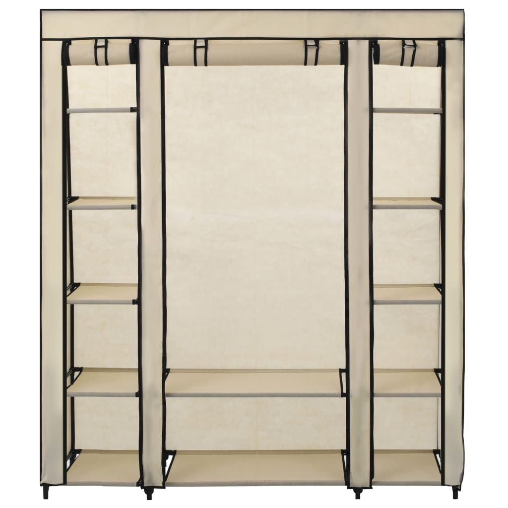 Armoire avec compartiments et tiges Crème 150x45x176 cm Tissu Armoires vidaXL