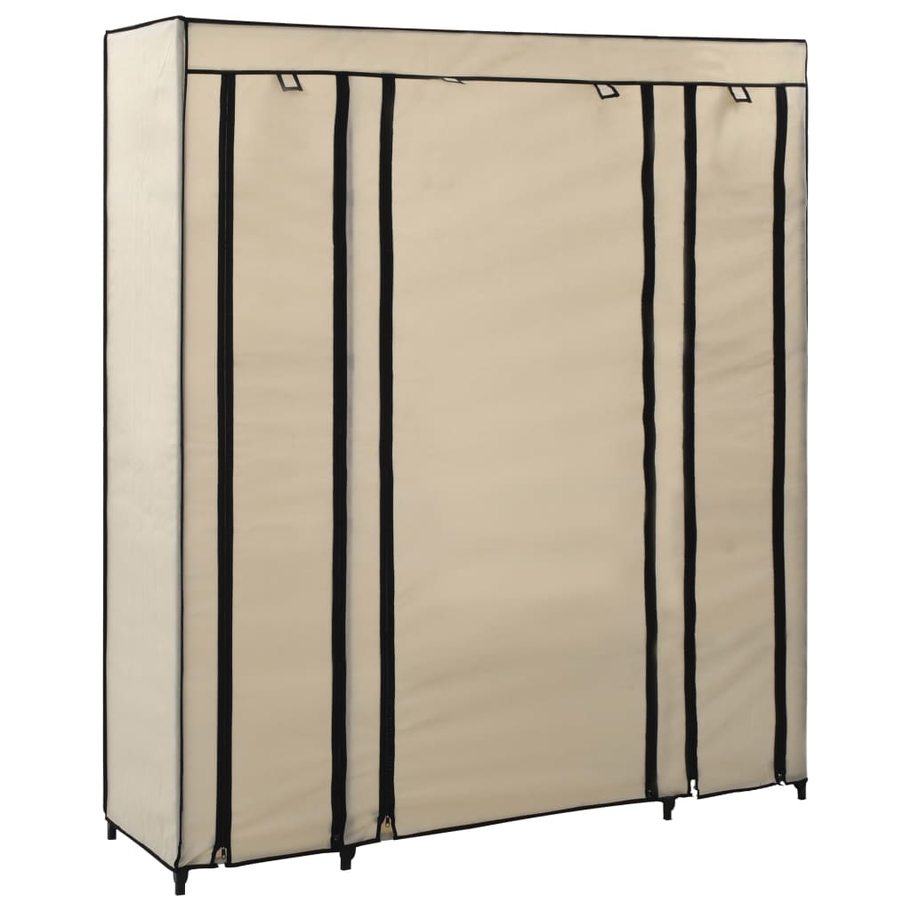 Armoire avec compartiments et tiges Crème 150x45x176 cm Tissu Armoires vidaXL