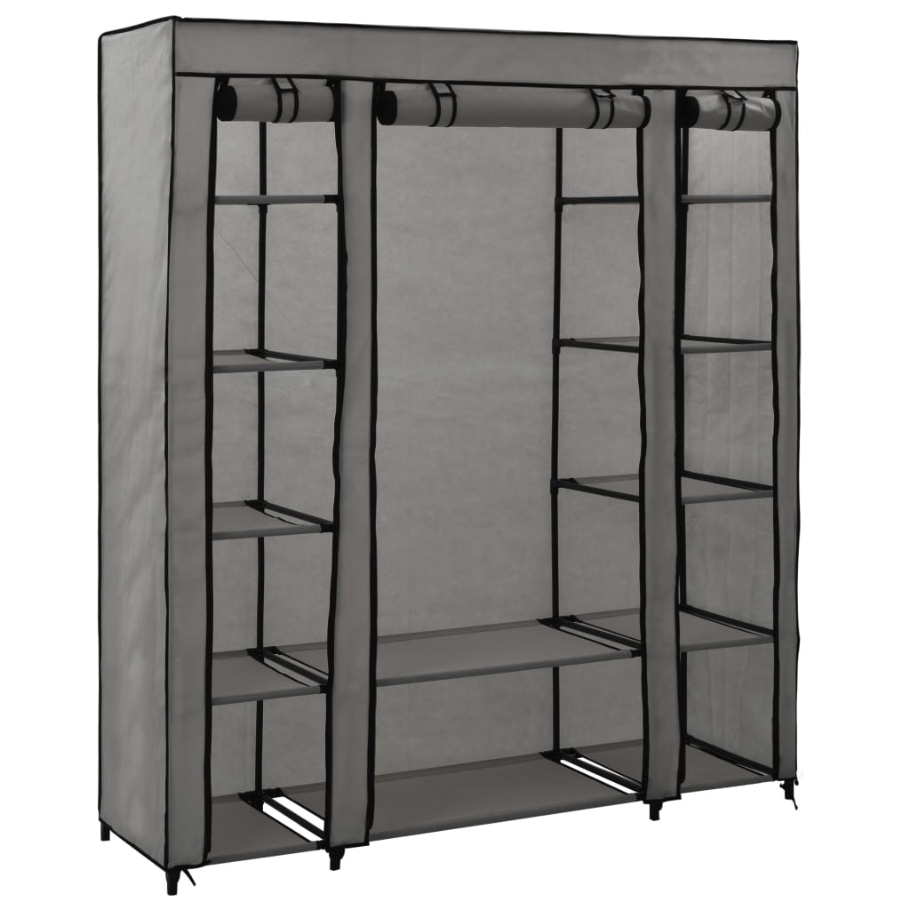 Armoire avec compartiments et tiges Gris 150x45x176 cm Tissu Armoires vidaXL