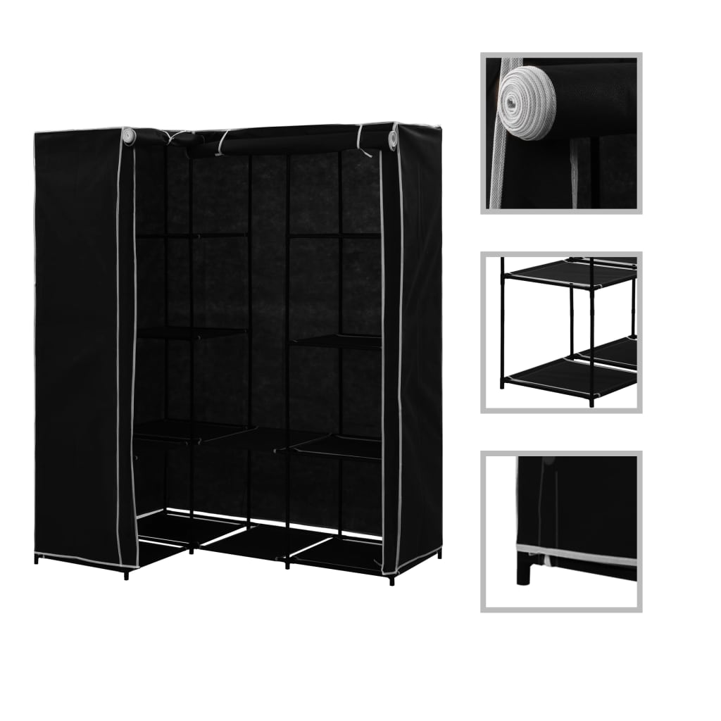 Garde-robe d'angle Noir 130x87x169 cm Armoires vidaXL