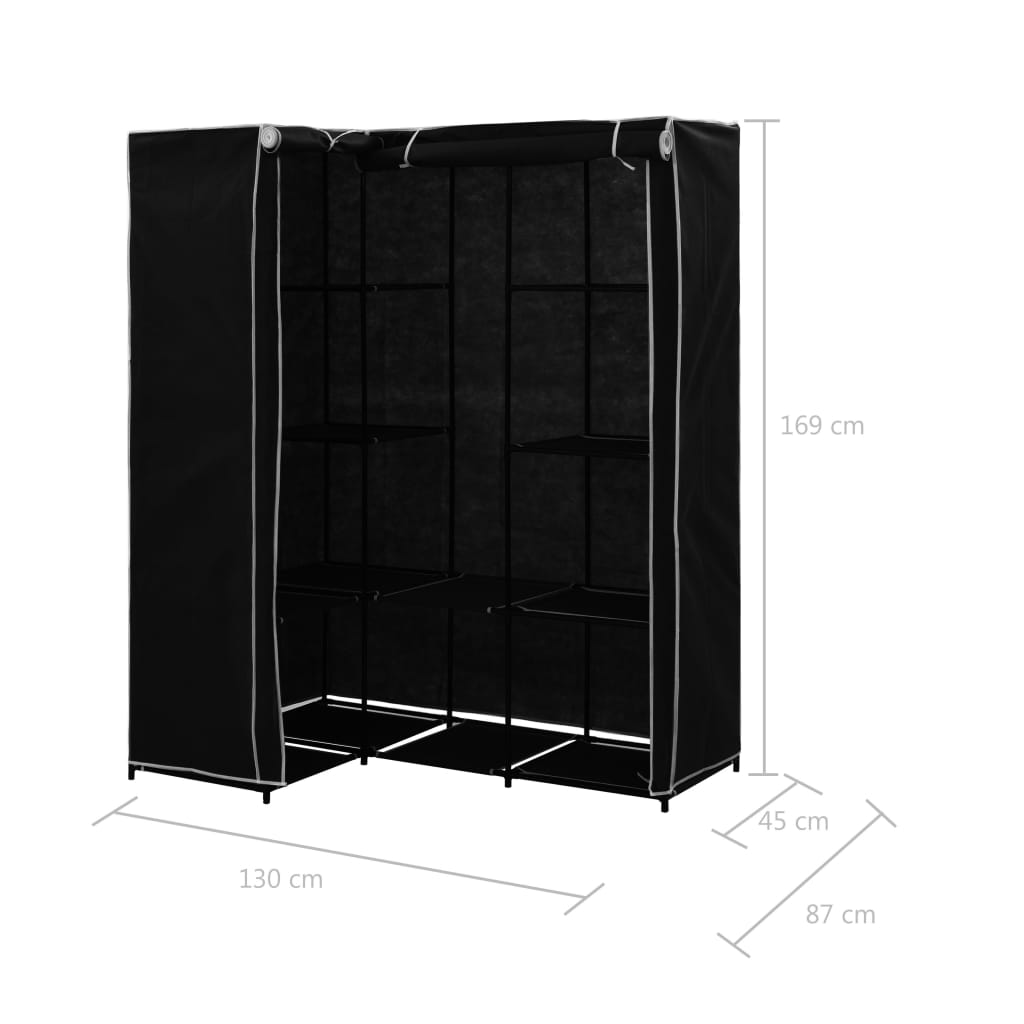 Garde-robe d'angle Noir 130x87x169 cm Armoires vidaXL