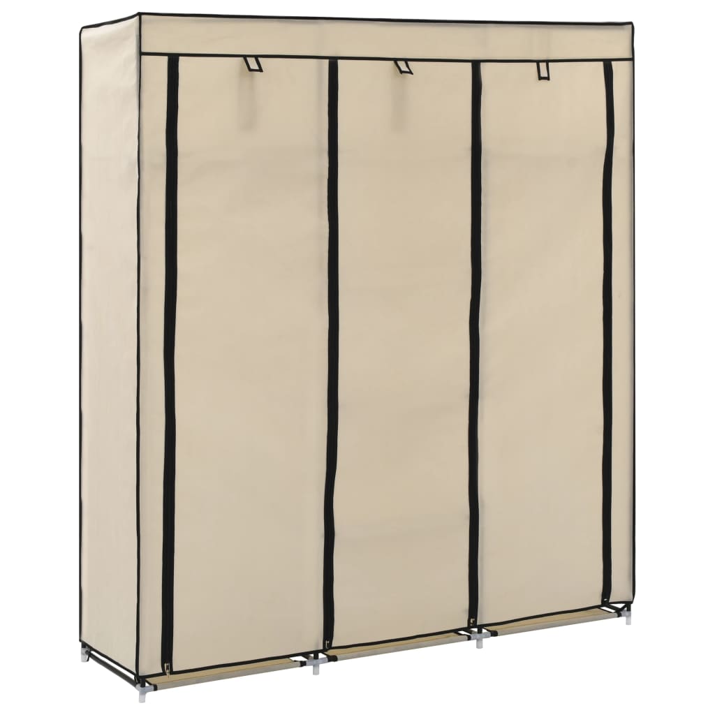 Armoire avec compartiments et barres Crème 150x45x175 cm Tissu Armoires vidaXL