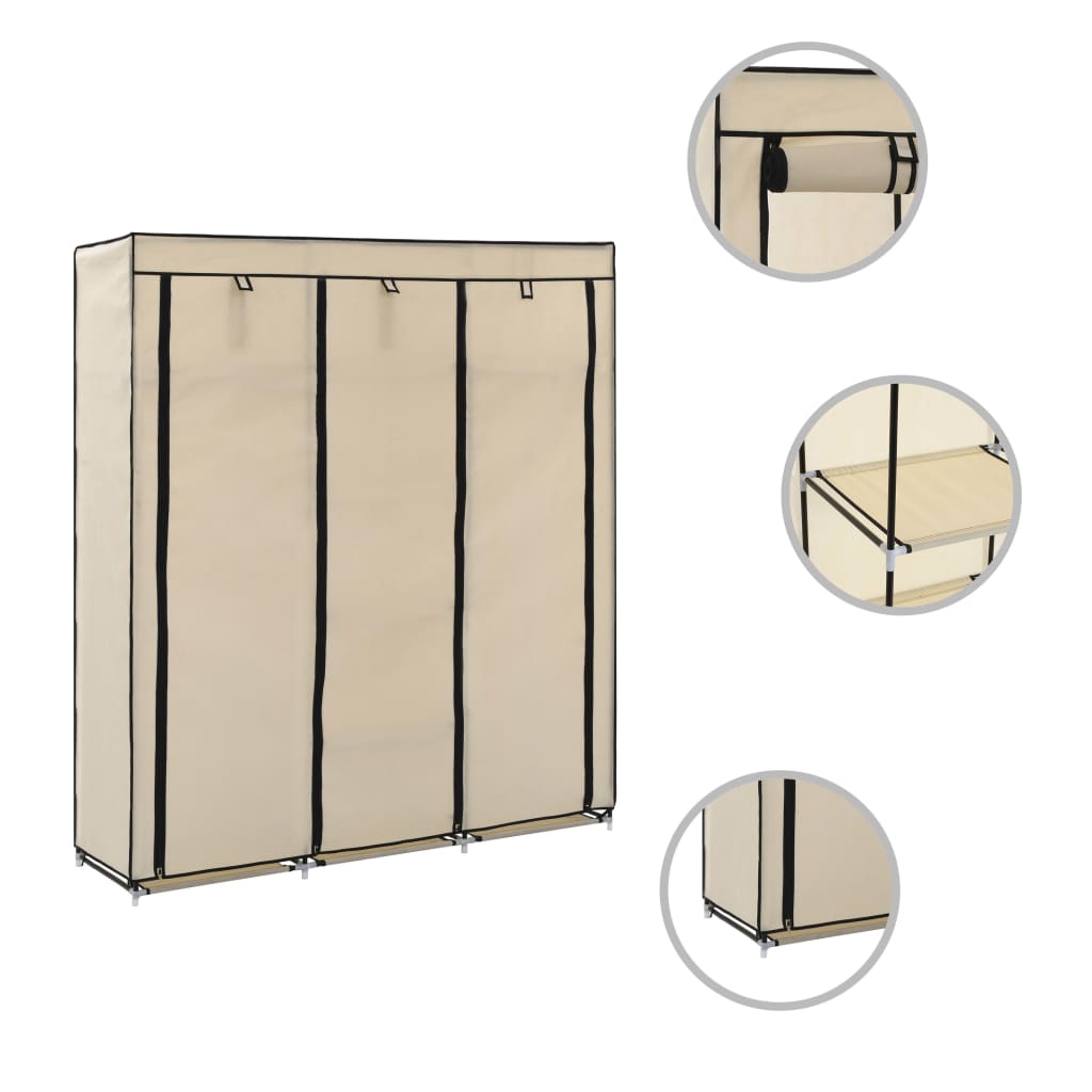 Armoire avec compartiments et barres Crème 150x45x175 cm Tissu Armoires vidaXL