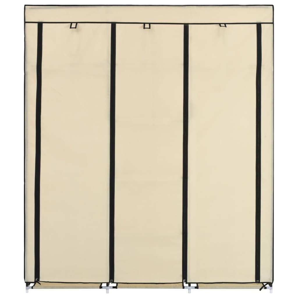 Armoire avec compartiments et barres Crème 150x45x175 cm Tissu Armoires vidaXL