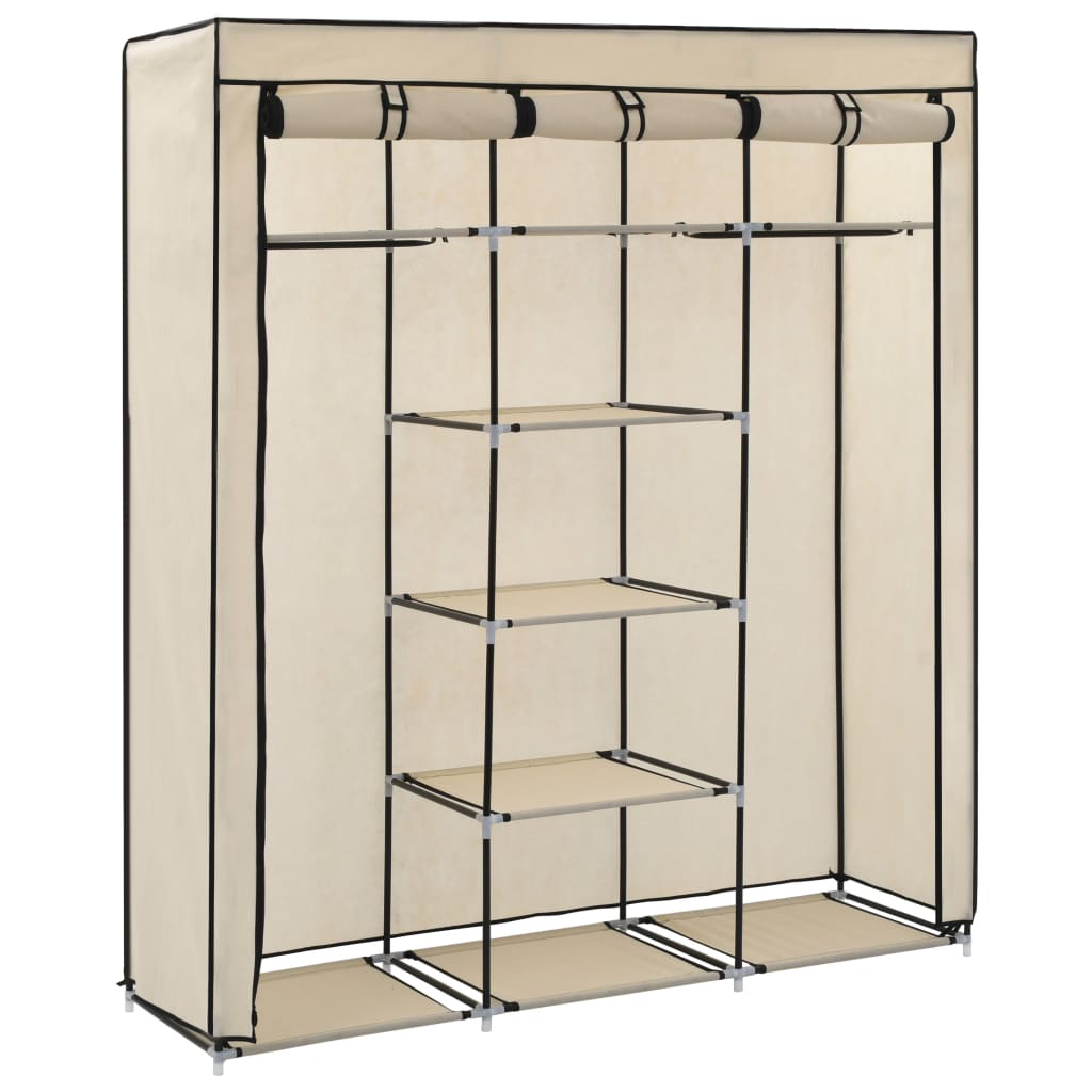 Armoire avec compartiments et barres Crème 150x45x175 cm Tissu Armoires vidaXL