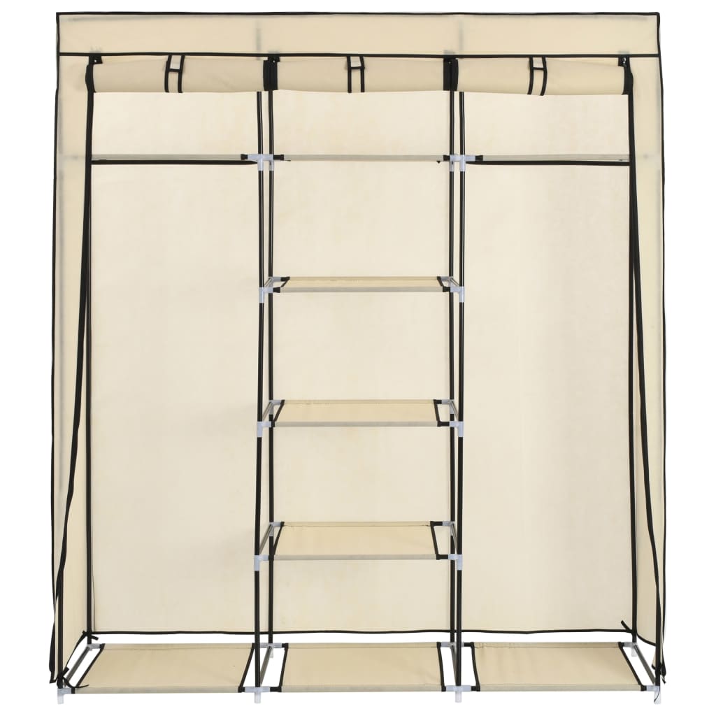 Armoire avec compartiments et barres Crème 150x45x175 cm Tissu Armoires vidaXL