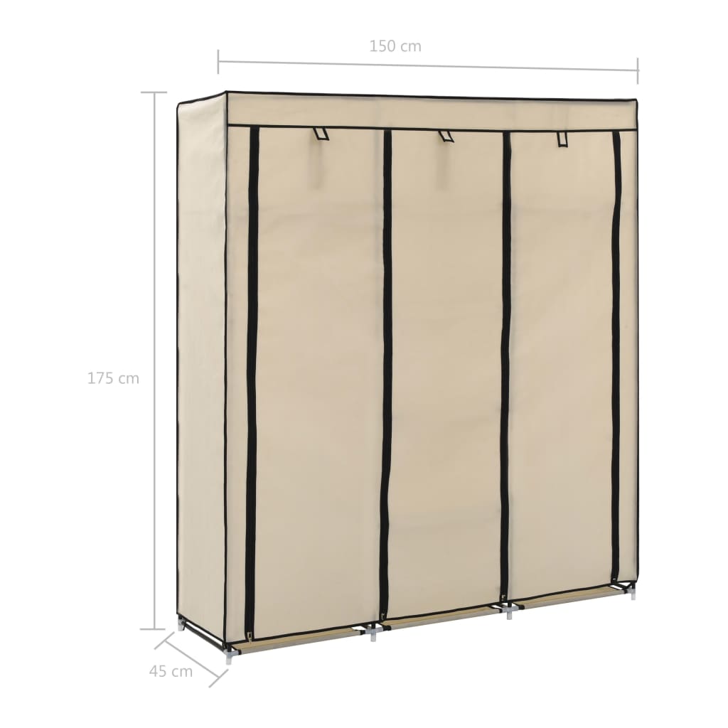 Armoire avec compartiments et barres Crème 150x45x175 cm Tissu Armoires vidaXL