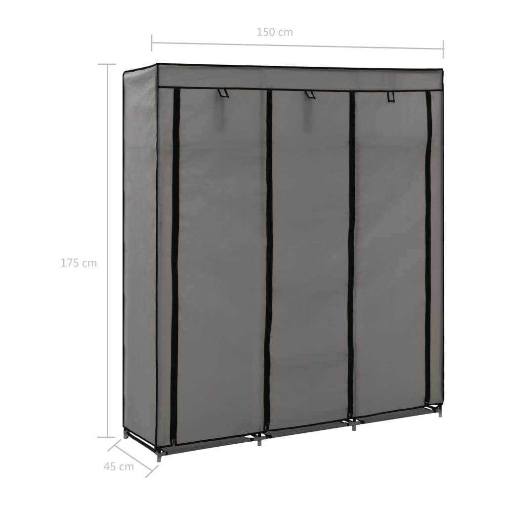 Armoire avec compartiments et barres Gris 150x45x175 cm Tissu Armoires vidaXL