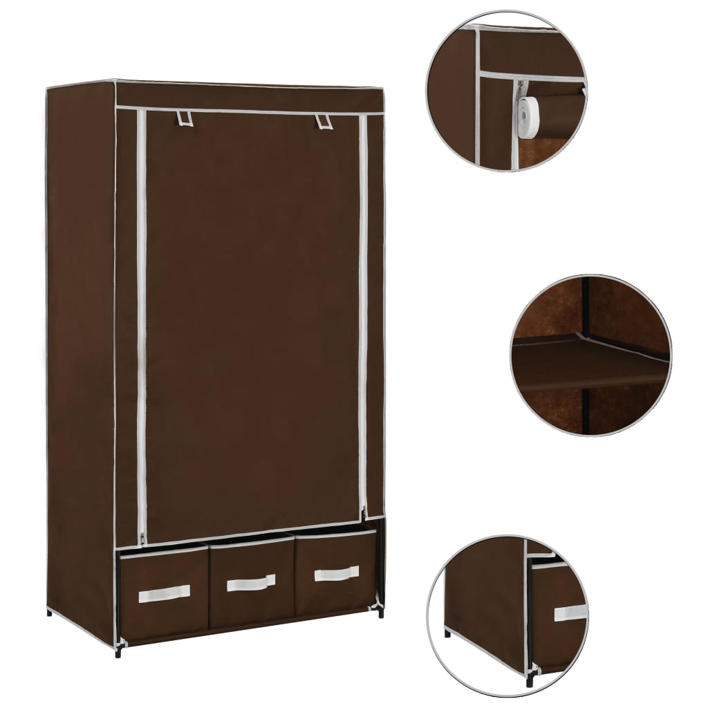 Garde-robe Marron 87x49x159 cm Tissu Armoires vidaXL