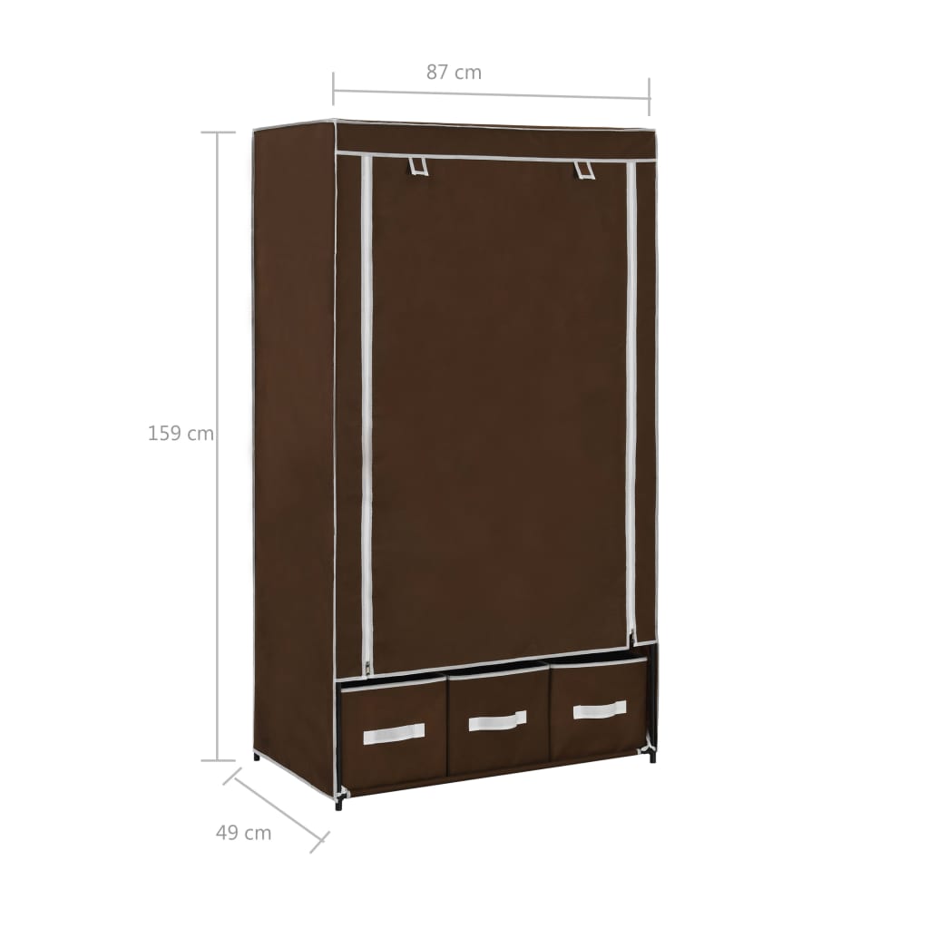 Garde-robe Marron 87x49x159 cm Tissu Armoires vidaXL