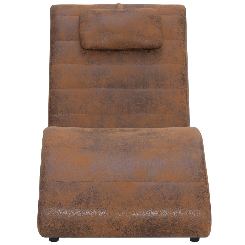 Chaise longue avec oreiller Marron Similicuir daim Chaises longues vidaXL   