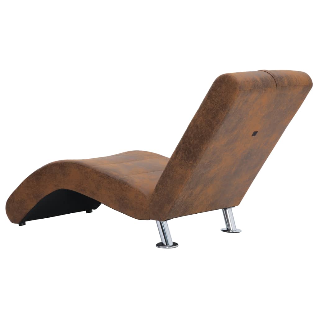 Chaise longue avec oreiller Marron Similicuir daim Chaises longues vidaXL   