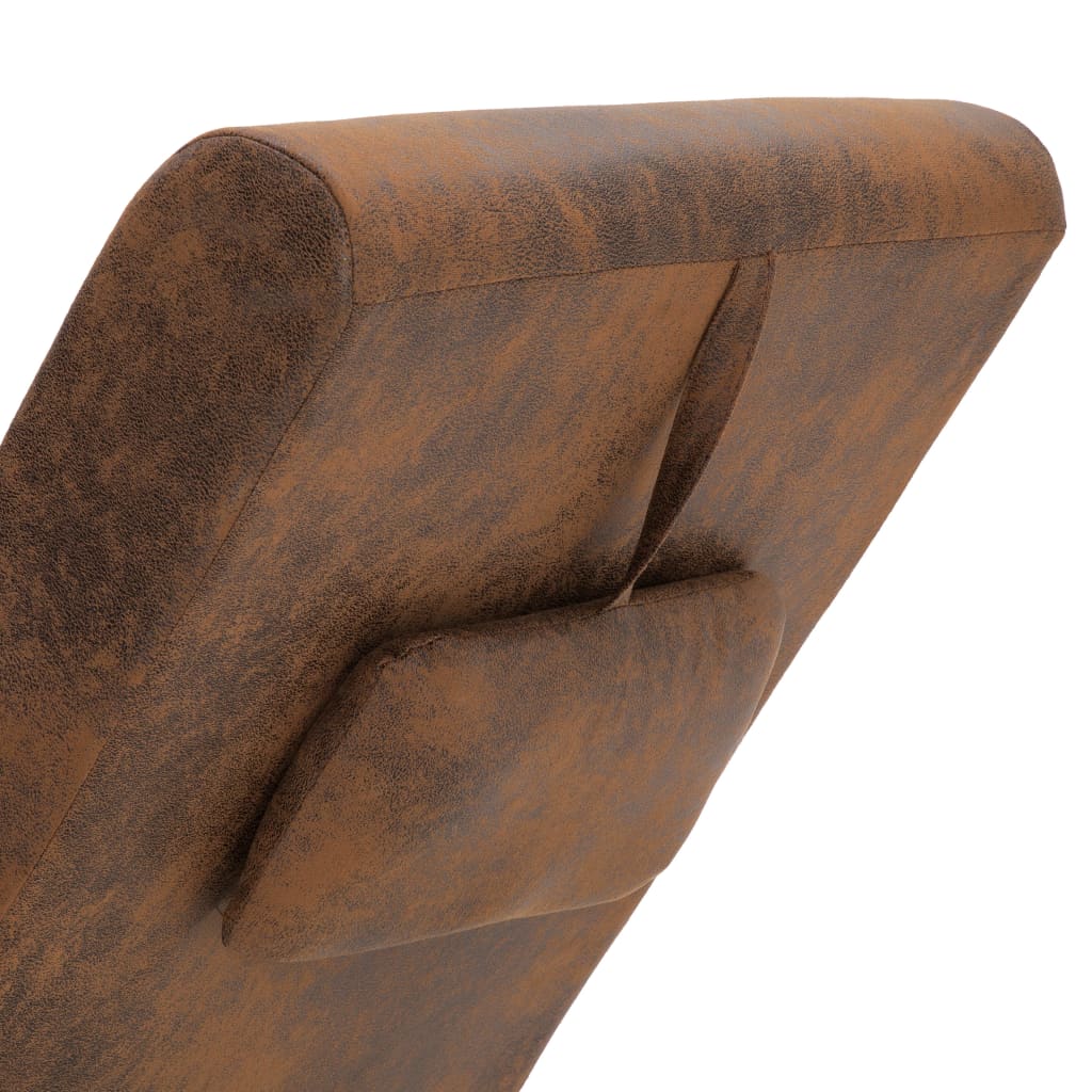 Chaise longue avec oreiller Marron Similicuir daim Chaises longues vidaXL   