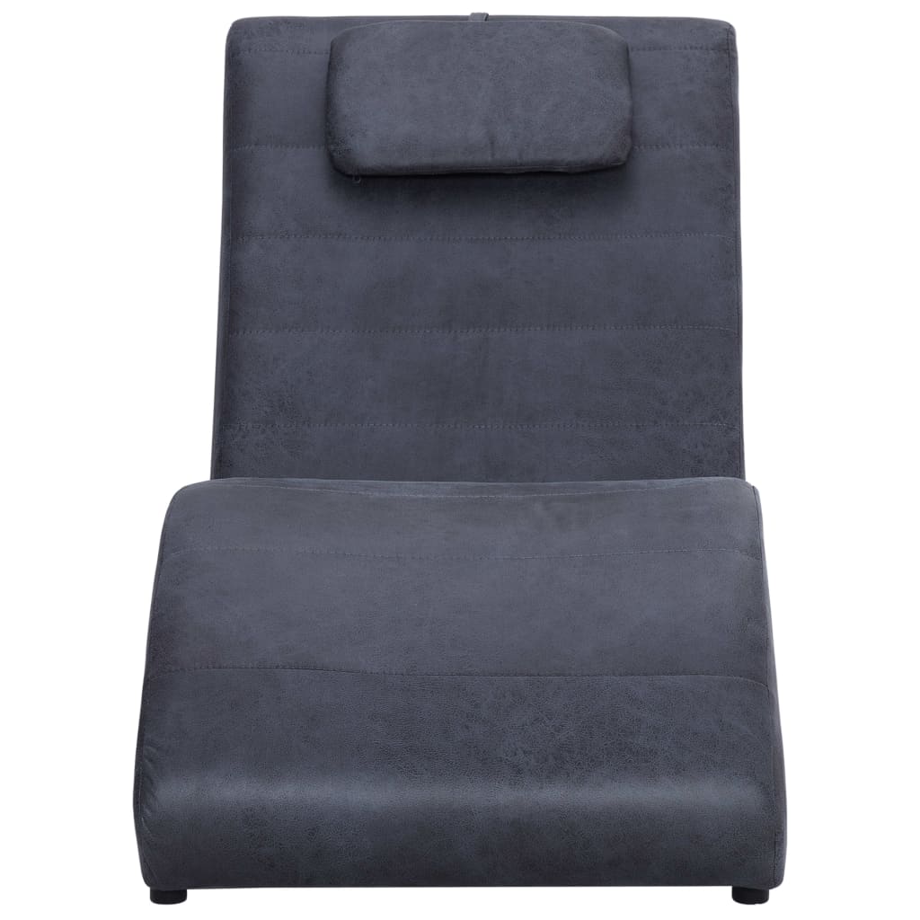 Chaise longue avec oreiller Gris Similicuir daim Chaises longues vidaXL   