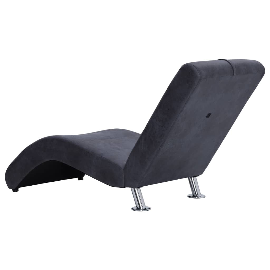 Chaise longue avec oreiller Gris Similicuir daim Chaises longues vidaXL   