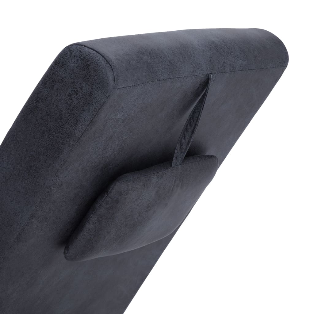 Chaise longue avec oreiller Gris Similicuir daim Chaises longues vidaXL   