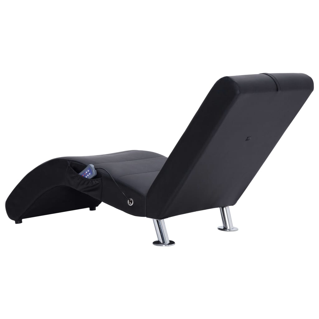 Chaise longue de massage avec oreiller Noir Similicuir Chaises longues vidaXL   