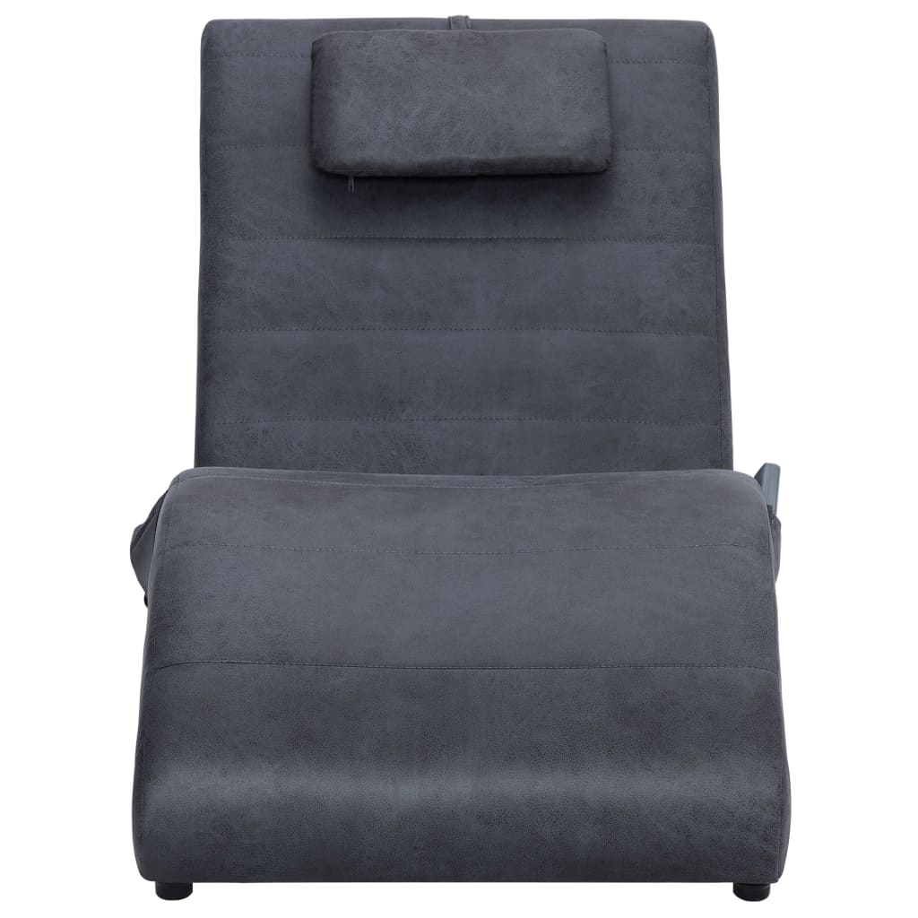 Chaise longue de massage avec oreiller Gris Similicuir daim Chaises longues vidaXL   