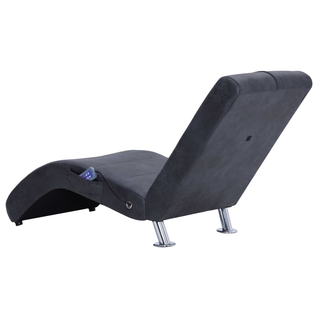 Chaise longue de massage avec oreiller Gris Similicuir daim Chaises longues vidaXL   