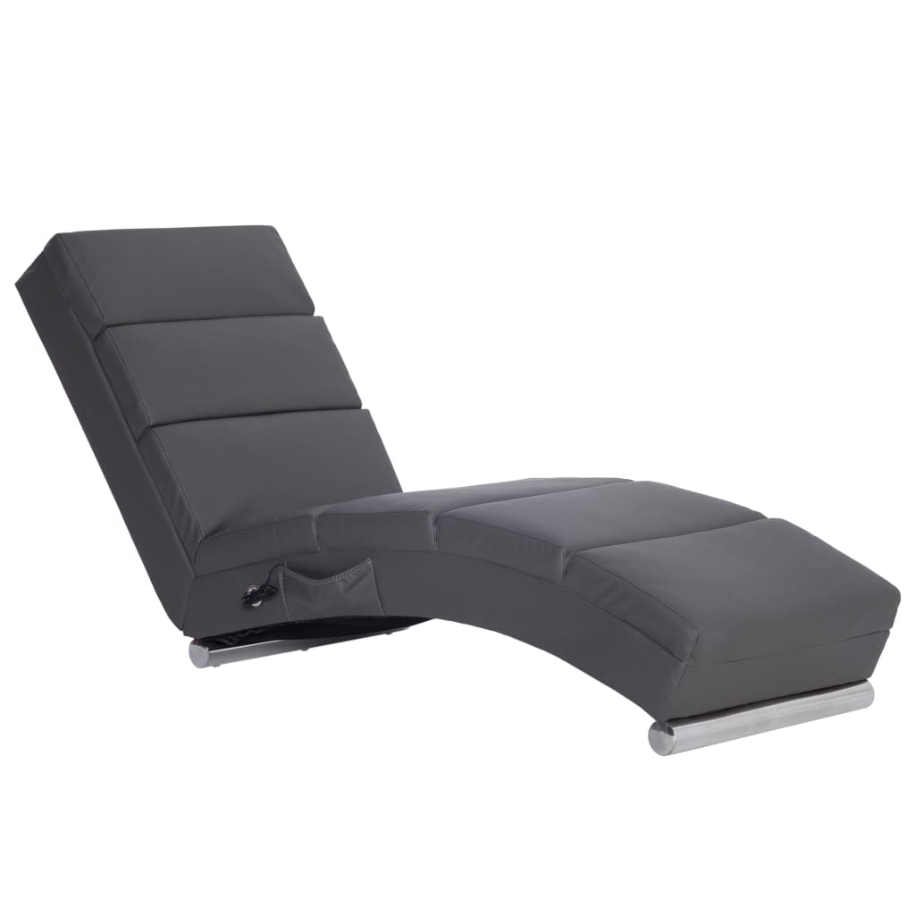 Chaise longue de massage Gris Similicuir Fauteuils électriques vidaXL   