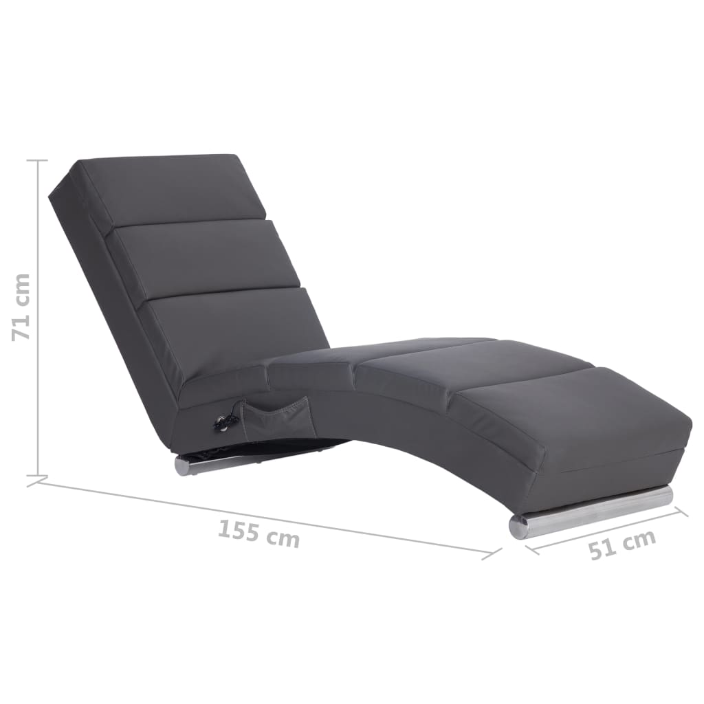 Chaise longue de massage Gris Similicuir Fauteuils électriques vidaXL   