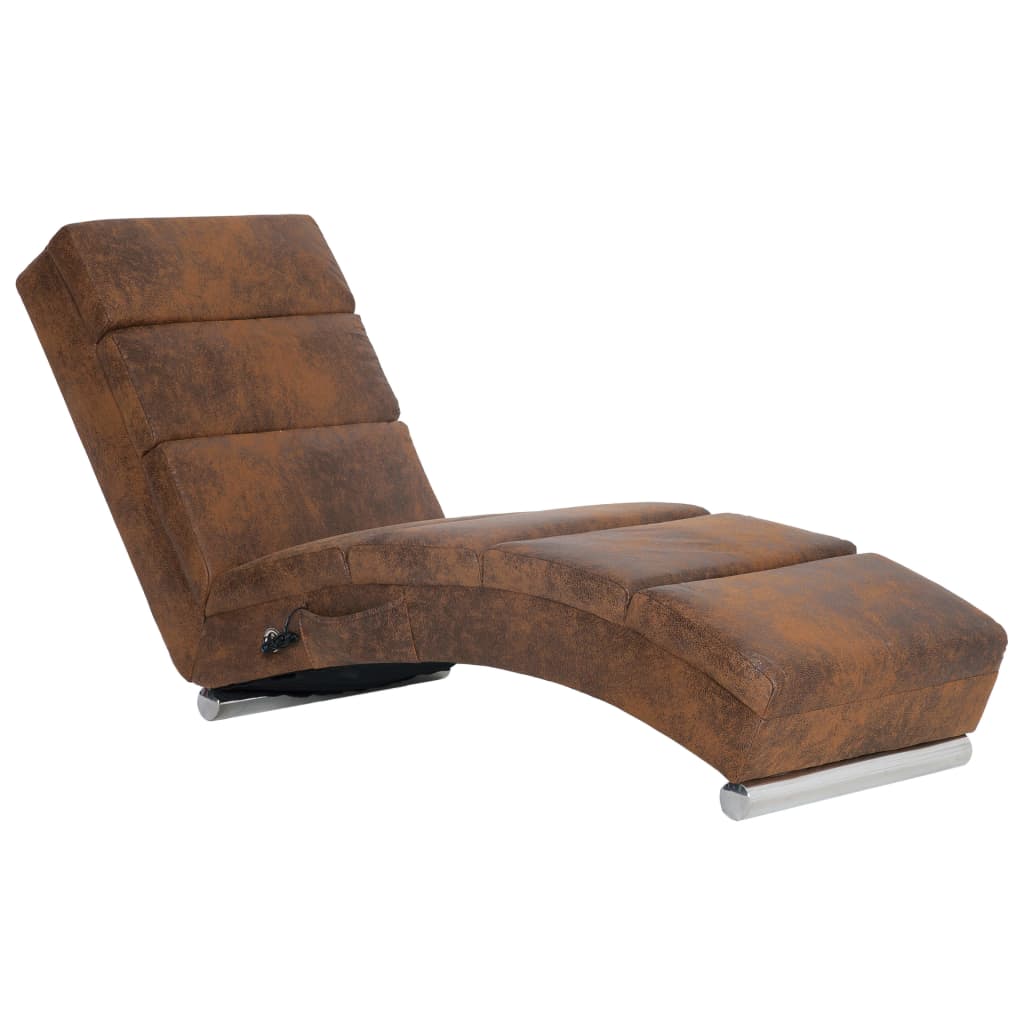 Chaise longue de massage Marron Similicuir daim Chaises longues vidaXL   