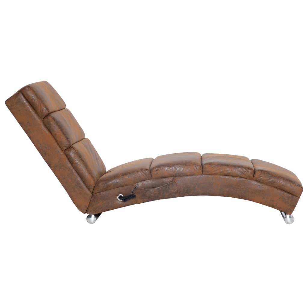 Chaise longue de massage Marron Similicuir daim Chaises longues vidaXL   