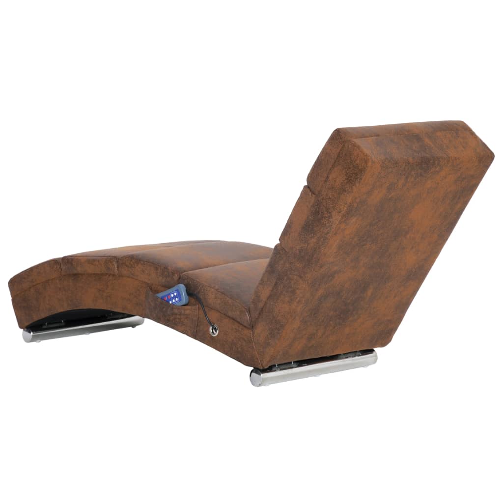 Chaise longue de massage Marron Similicuir daim Chaises longues vidaXL   