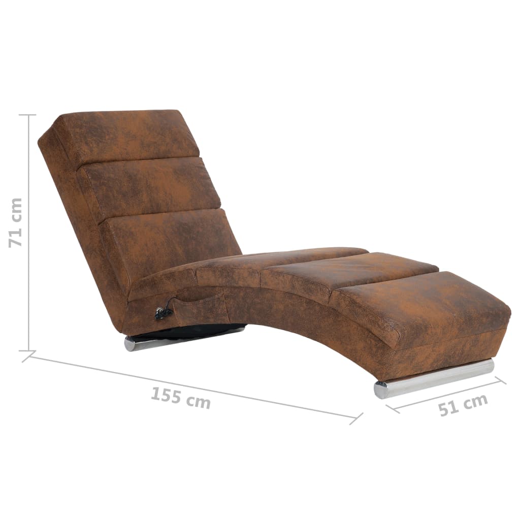 Chaise longue de massage Marron Similicuir daim Chaises longues vidaXL   