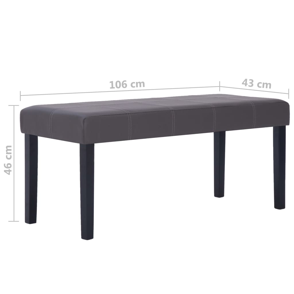 281309 vidaXL Bench 106 cm Grey Faux Leather - Xios Store SNC