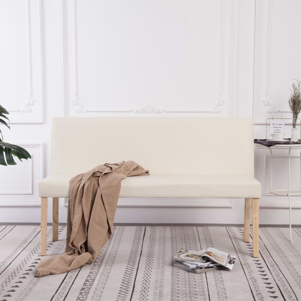 Banc 139,5 cm Crème Similicuir Bancs coffres vidaXL   