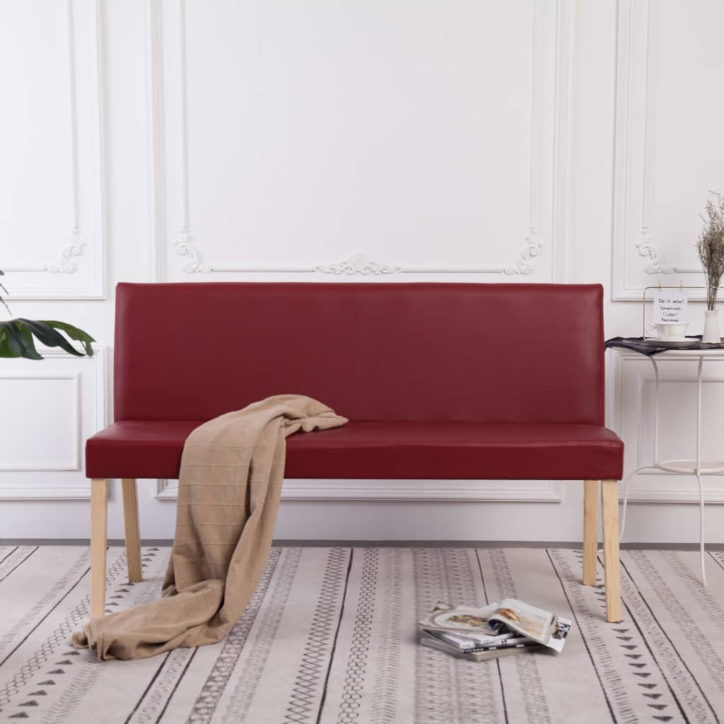 Banc 139,5 cm Rouge bordeaux Similicuir Bancs coffres vidaXL   