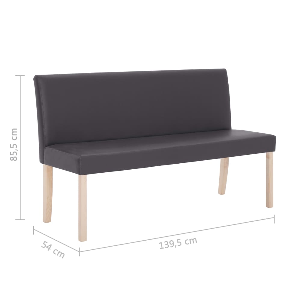 Banc 139,5 cm Gris Similicuir Bancs coffres vidaXL   