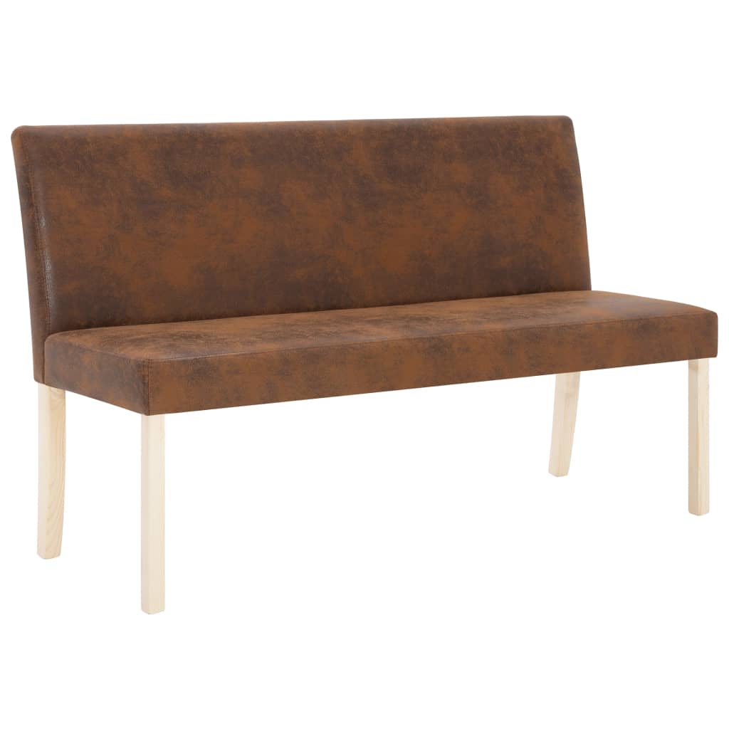 Banc 139,5 cm Marron Similicuir daim Bancs coffres vidaXL   