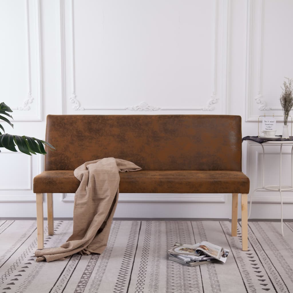 Banc 139,5 cm Marron Similicuir daim Bancs coffres vidaXL   