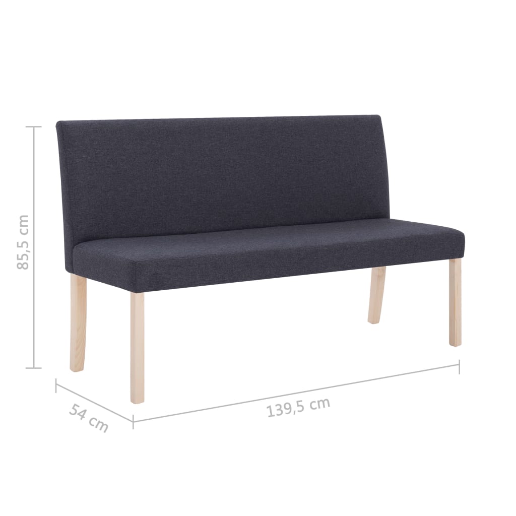 Banc 139,5 cm Gris foncé Polyester Bancs coffres vidaXL   