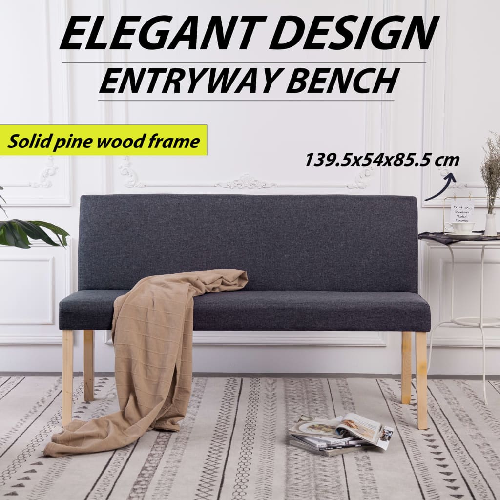 Banc 139,5 cm Gris foncé Polyester Bancs coffres vidaXL   