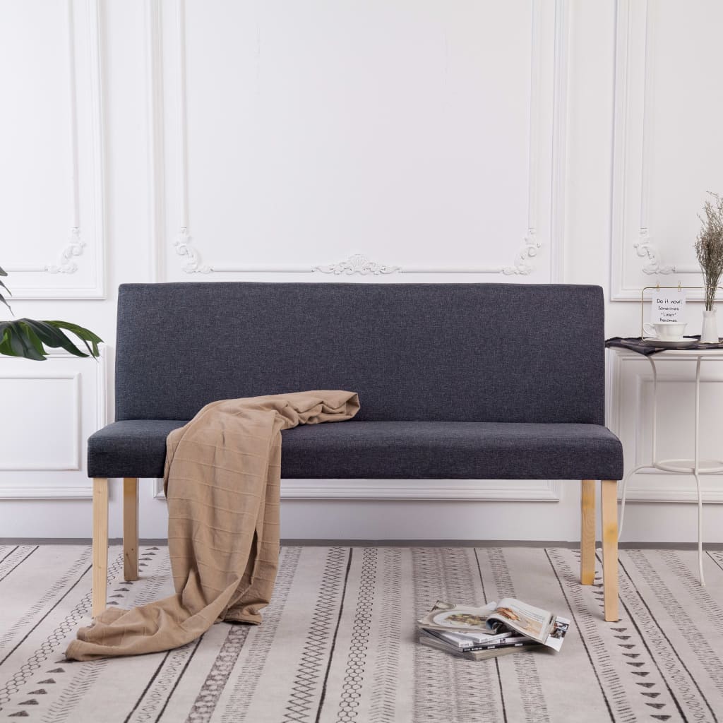 Banc 139,5 cm Gris foncé Polyester Bancs coffres vidaXL   