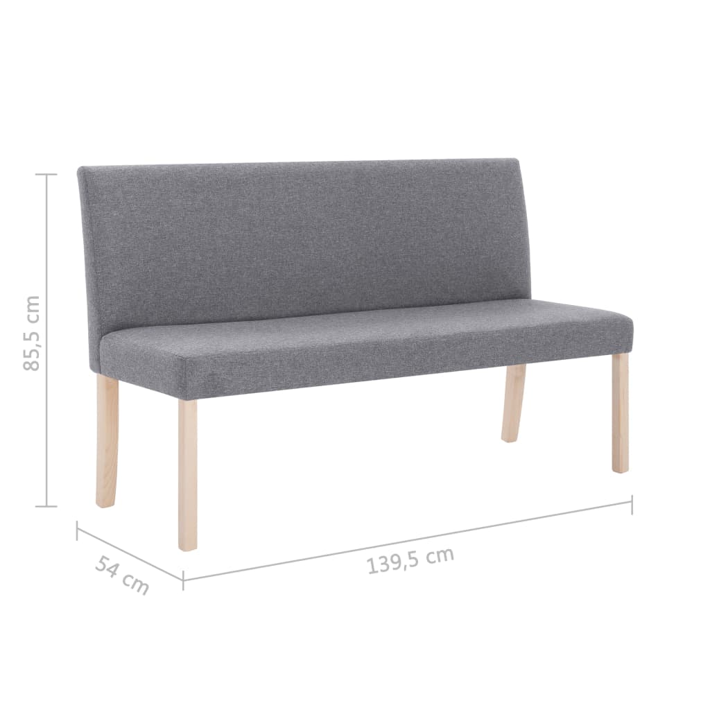 Banc 139,5 cm Gris clair Polyester Bancs coffres vidaXL   