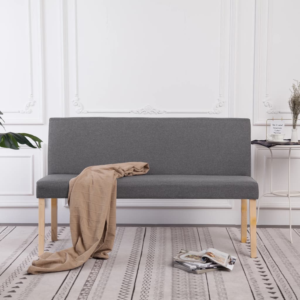 Banc 139,5 cm Gris clair Polyester Bancs coffres vidaXL   