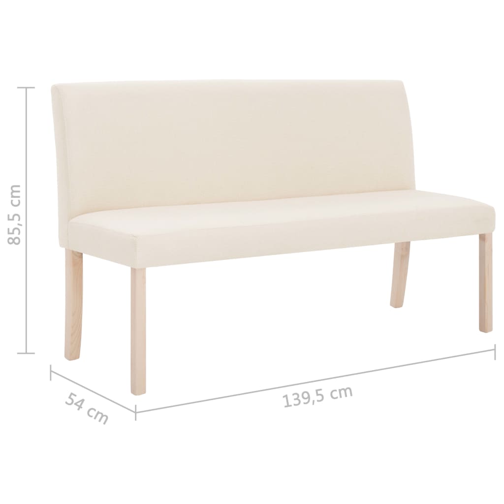 Banc 139,5 cm Crème Polyester Bancs coffres vidaXL   