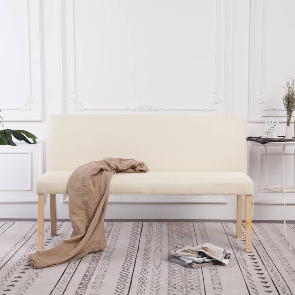 Banc 139,5 cm Crème Polyester Bancs coffres vidaXL   